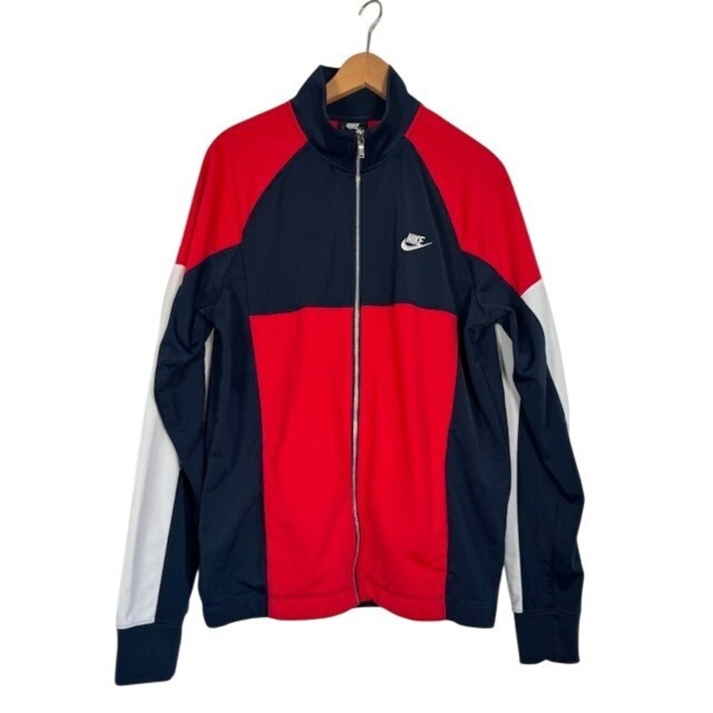 Nike Sportswear Track Jacket Red Navy White Full Zip Athletic‎ Mens Size Medium